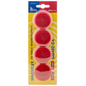 Magnesy Tetis 4cm Czerwone, 4szt